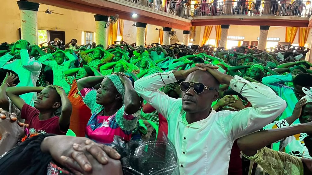 People gathered in worship
